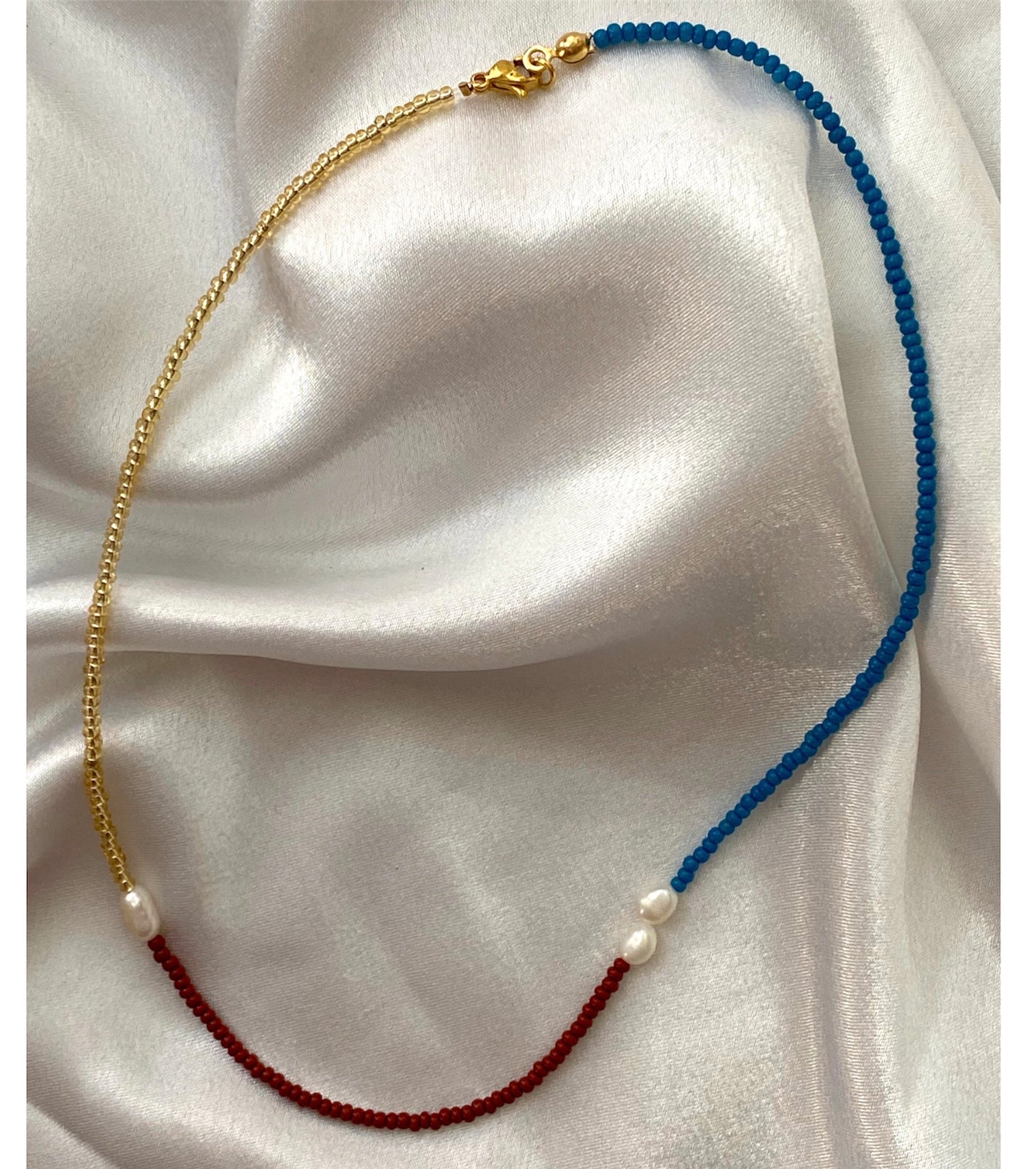 Lala Necklace Gold-Red-Blue