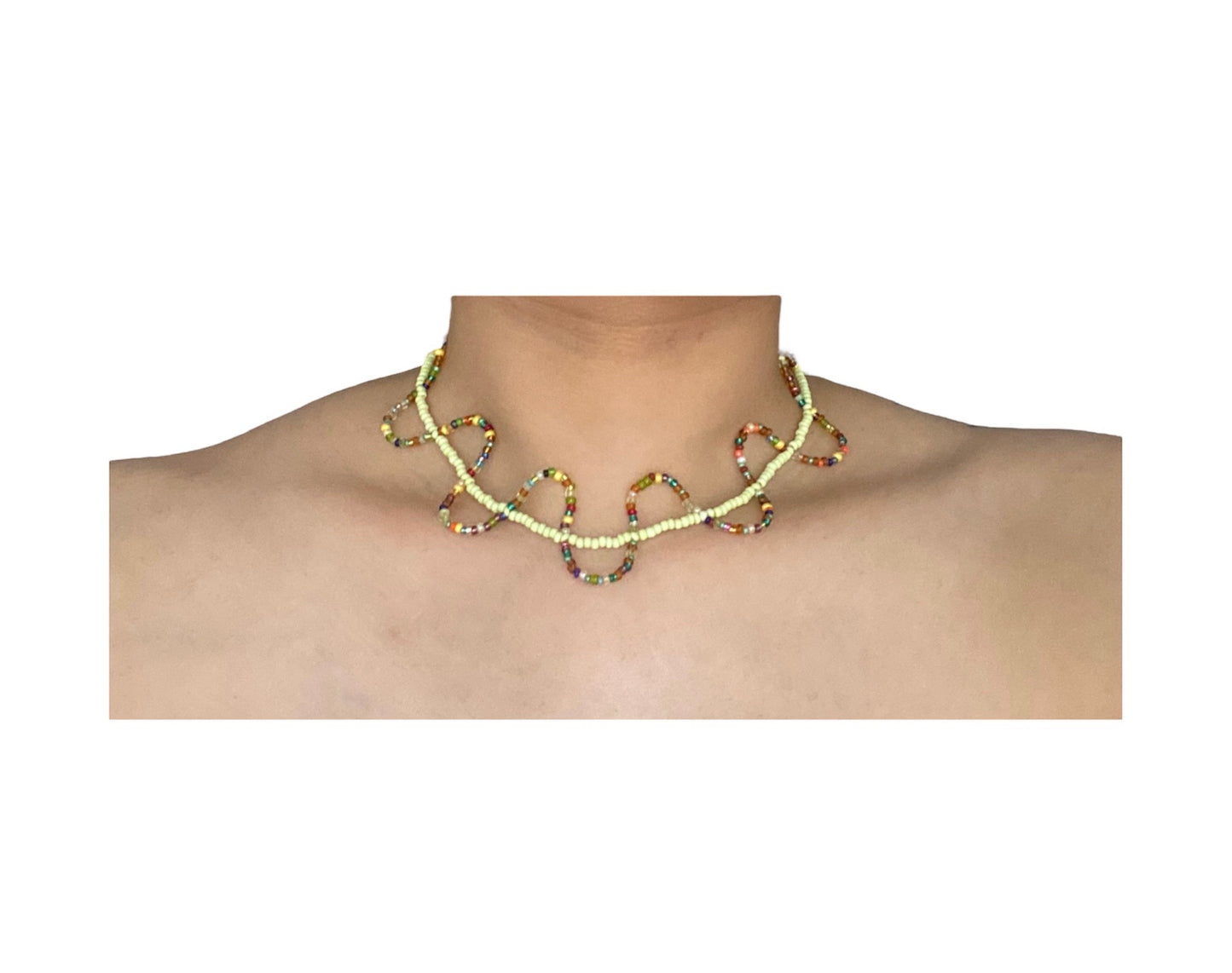 Wavy Necklace Yellow - Green