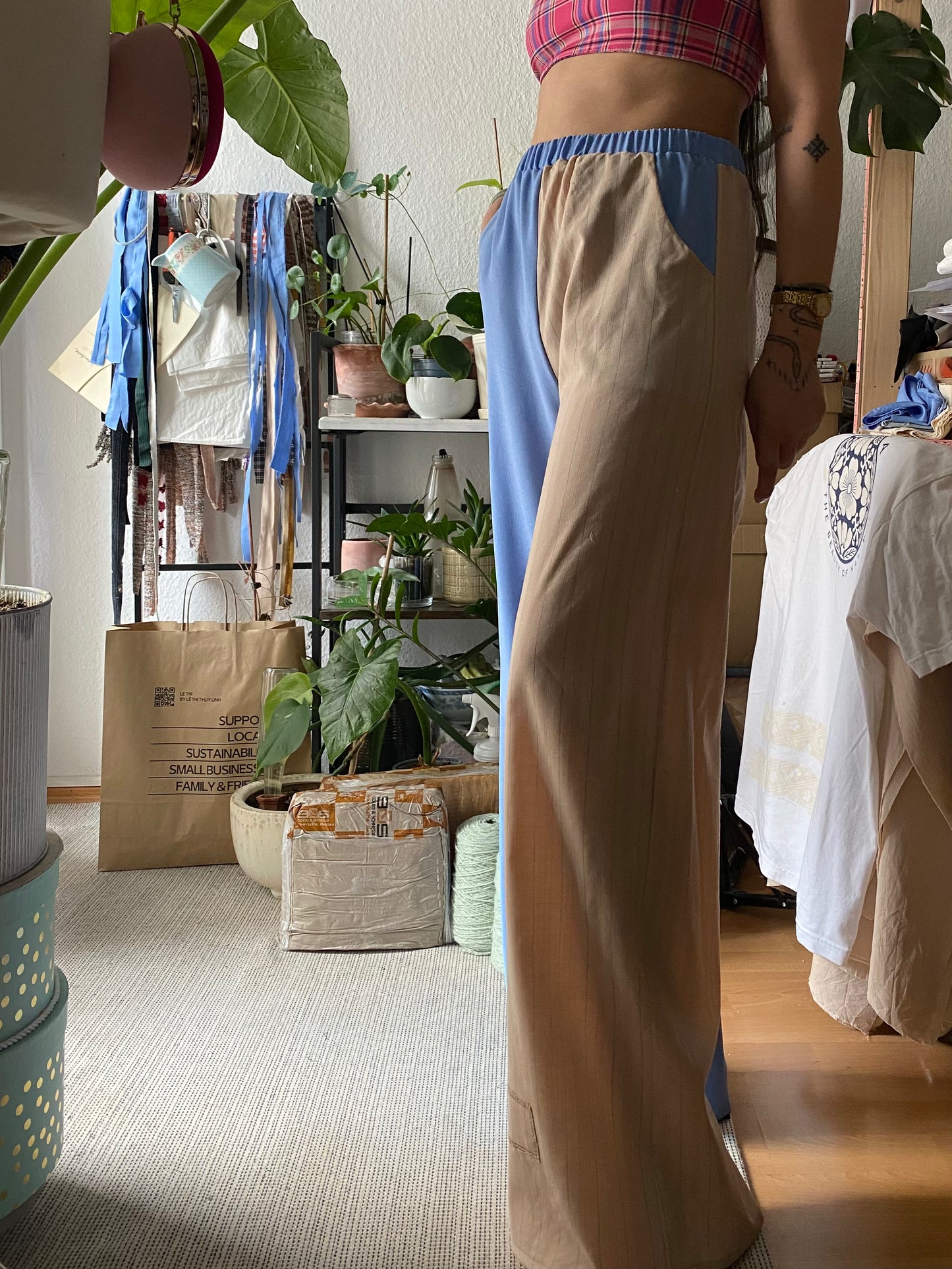 Sarah Pants Sky Blue/Beige