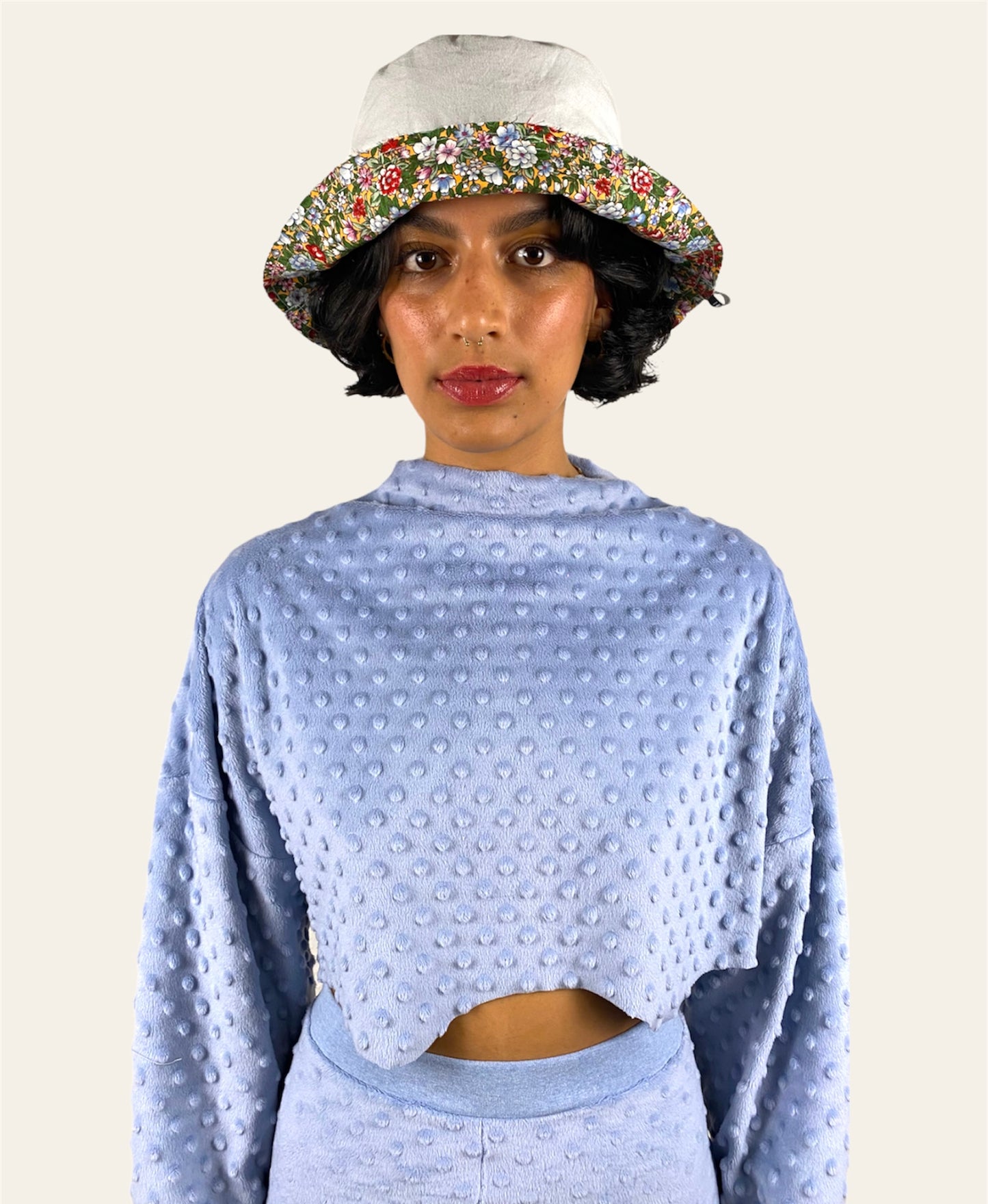 Bucket Hat Reversible Flower/Sky Blue