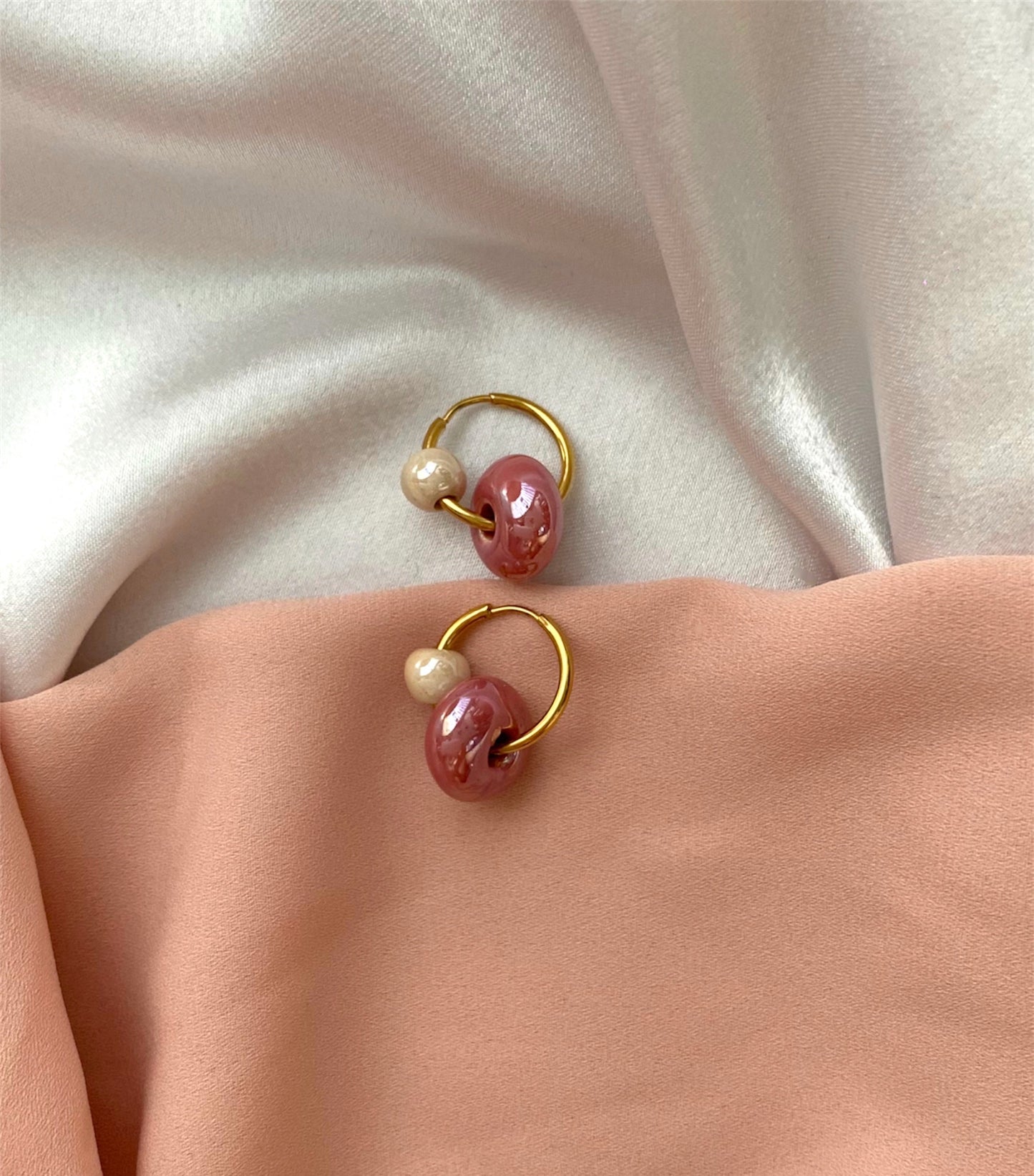 Rondelle Charm Màu Hồng Hoa Cà