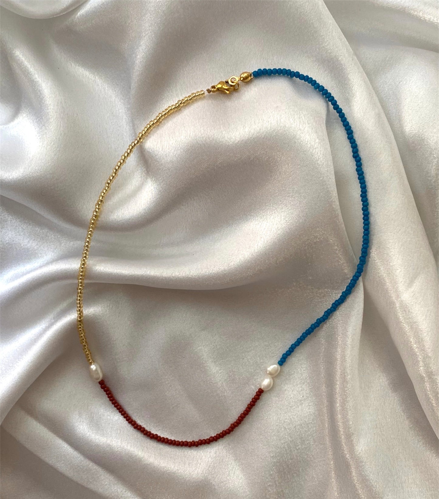 Lala Necklace Gold-Red-Blue