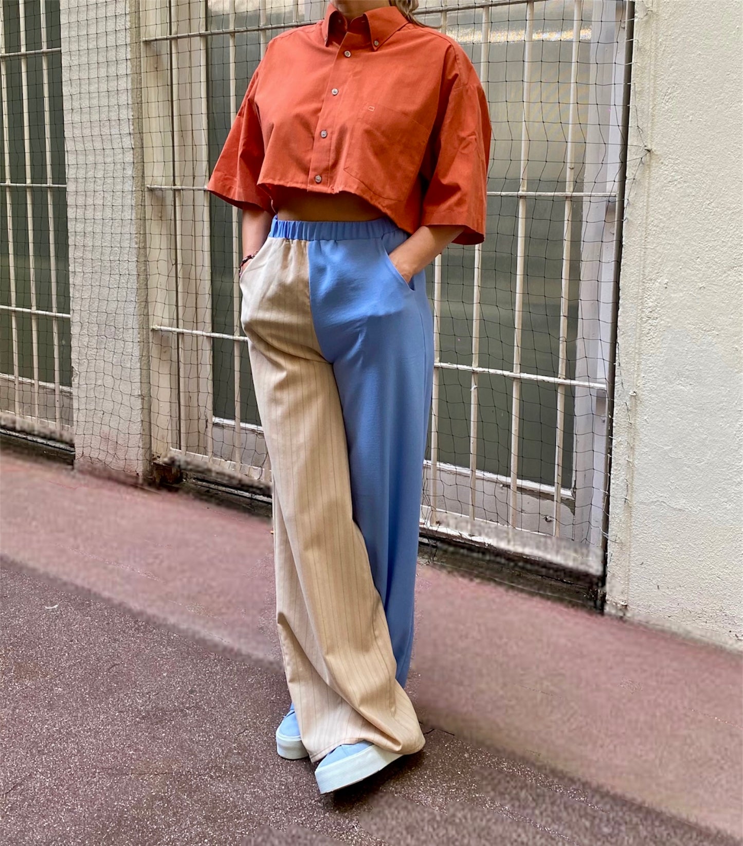 Sarah Pants Sky Blue/Beige
