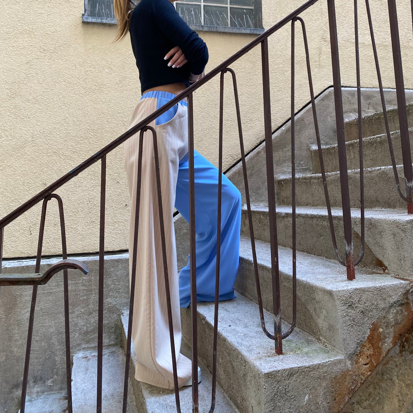 Sarah Pants Sky Blue/Beige