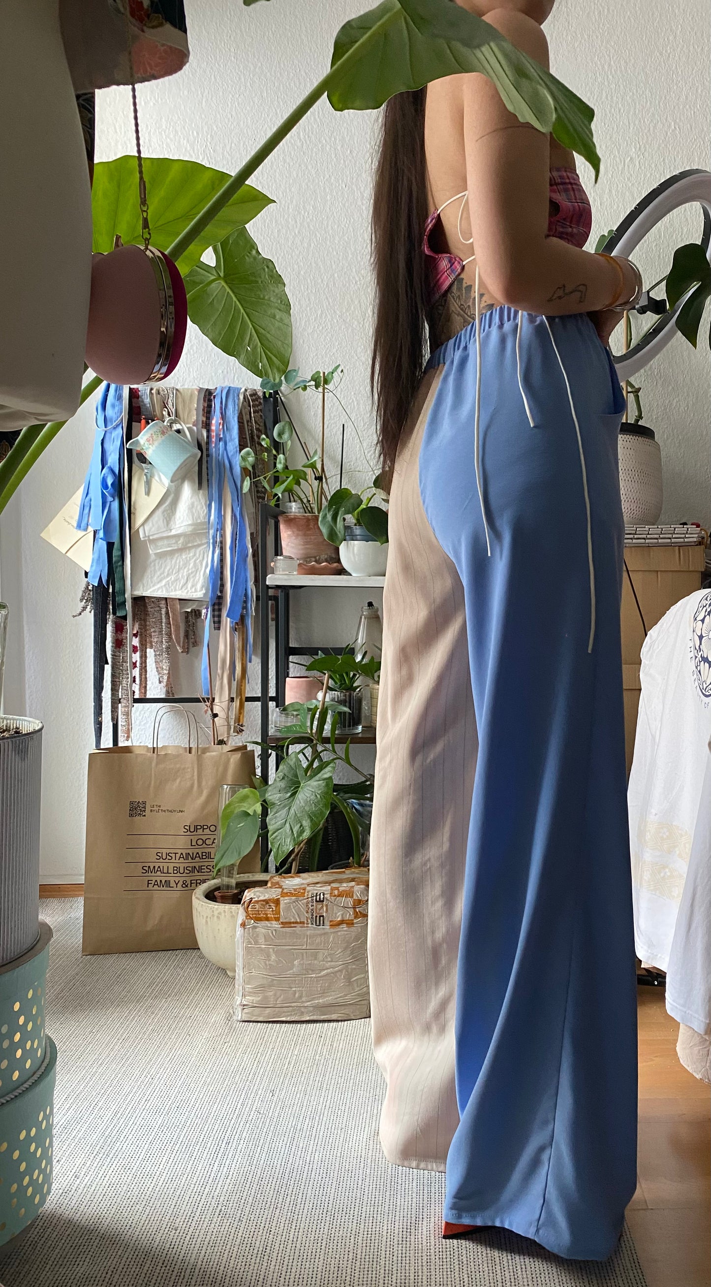 Sarah Pants Sky Blue/Beige
