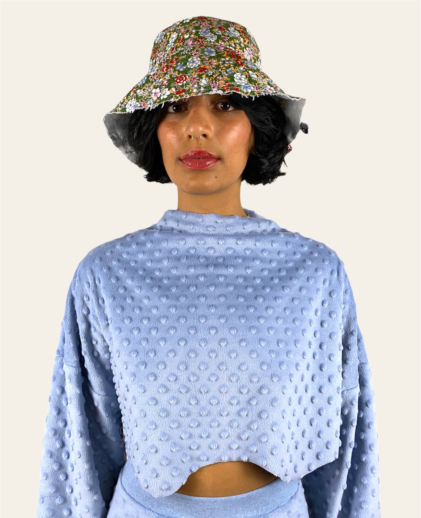 Bucket Hat Reversible Flower/Sky Blue